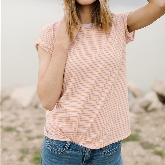 NWT FREE PEOPLE Striped Short Sleeves Clare Tee - Picture 2 of 7